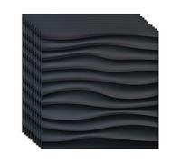 Beswitory 40PCS Black 3D Wall Panels, 8mm Thick, Wave Texture, Decorative for Walls Waterproof Wall Sticker Soft Foam Panels Original Wood Grain Panelling Ceiling Tiles 30 x 30cm