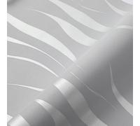 Beswitory 4Roll Embossed Wallpaper Wave Stripes Roll 3D Silver Glitter Wallpaper Feature Modern Geometric Patterned Taupe for Adults Kids Bedroom Living Room Hallway Stairs Lounge