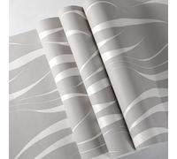 Beswitory 5Roll Grey Embossed Wallpaper Wave Stripes 3D Wallpaper Feature Modern Geometric Patterned Grey for Adults Kids Bedroom Living Room Hallway Stairs Lounge