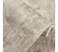 Beswitory Cream Cove Wallpaper Concrete Effect Wallpaper Luxury Wall Paper with Distressed Pattern, Industrial Textured Finish & Metallic Detailing for Living Room, Bedroom, Fireplace