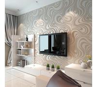 Beswitory Premium Brown Modern Minimalist Wallpaper Featuring Abstract Curves with Touch of Glitter Non-Woven 3D Wallpaper for Bedroom Living Room TV Backdrop