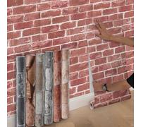 Beswitory Red Brick Wallpaper - 3D Effect Textured Brick Effect Wallpaper for Realistic Faux Bricks Wall Covering，Anti-Fouling Slate for Bedroom Living Room Hallway Stairs Lounge