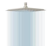 BESy 10 Inch Rain Shower Head, 10" Square Rainfall & High Pressure Stainless Steel Bath Shower Head, 1/16" Ultra Thin, Waterfall Full Body Coverage with Silicone Nozzle, Non Fingerprint Brushed Finish