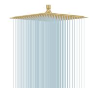 BESy 12 Inch Rain Shower Head, 12" Square Rainfall & High Pressure Stainless Steel Bath Showerhead, 1/16" Ultra Thin, Waterfall Full Body Coverage with Silicone Nozzle, Brushed Gold