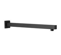 BESy 16 Inches Straight Extended Shower Arm With Flange, Rain Shower Head Extension Arms, Square Shower Rod Shower Head Extender Arm Shower Pipe Extension, Wall-Mounted Matte Black Stainless Steel