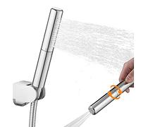 BESy 2-in-1 Water Saving Handheld Shower Head, High-Pressure Water-Saving Brass with 7 Inch Large Head, 59 Inch Hose and Bracket, Universal Powerful Bathroom Shower Head Set, Chrome Finish