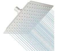 BESy 8 Inch Rain Shower Head, 8" Square Rainfall & High Pressure Stainless Steel Bath Shower Head, 1/16" Ultra Thin, Waterfall Full Body Coverage with Silicone Nozzle, Non Fingerprint Brushed Finish