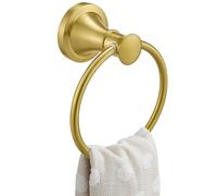 BESy Brushed Gold Bathroom Hand Towel Ring Towel Holder, Rustproof Wall Mounted Bathroom Hardware Accessory SUS 304 Stainless Steel Towel Rack