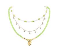 Besydec Beaded Layered Necklace Bohemian Jewelry Adjustable Beach Strand Necklace Sliver Chain for Women, Normal, Crystal, Crystal