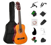 BESYOU 30in Beginner Acoustic Guitar Basic Starter Kit Tuner Capo Strings Winders Strap Picks Kids Student Youth Guitar Pickguard with Gig Bag Orange
