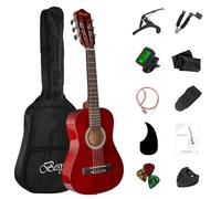 BESYOU 30in Beginner Kids Acoustic Guitar Basic Starter Kit Tuner Capo Strings Winders Strap Picks Student Youth Toddler Guitar Pickguard with Gig Bag Brown