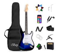 Besyou Electric Guitar 39 Inches Beginner Electric Guitar Kits with Amp Classic SSS Pickup Complete with Gig Bag Tuner Capo Strap Picks Guitar String Winders Blue