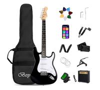 Besyou Electric Guitar 39 Inches Beginner Electric Guitar Kits with Amp Classic SSS Pickup Complete with Gig Bag Tuner Capo Strap Picks Guitar String Winders Black