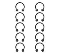 Besyvvin 10pcs Horseshoe Nose Septum Helix Lip Ring 16G 6mm Black Circular Barbell Eyebrow Tragus Piercing Hoop