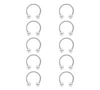 Besyvvin 10pcs Horseshoe Nose Septum Helix Lip Ring 16G Silver Circular Barbell 12mm Eyebrow Tragus Piercing Hoop