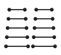 Besyvvin 10pcs Tongue Nipple Bars 12/14/16/18/20mm Stainless Steel Black Metal Tongue Piercing Nipple Ring Jewellery