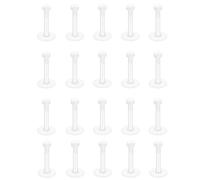 Besyvvin 20pcs Clear Lip Bars 8mm Plastic Labret Studs Retainers 16G Push Flat Top Medusa Helix Tragus Earring Stud Acrylic Piercing