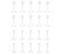 Besyvvin 20pcs Clear Lip Bars Plastic Labret Studs Retainers 8mm 16G Push Flat Top Medusa Helix Tragus Earring Stud Acrylic Piercing