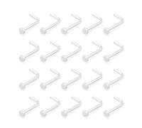 Besyvvin 20pcs Clear Nose Studs 20G Flat Top L Shaped Nose Ring Flexible Plastic Bioflex Piercing Retainers