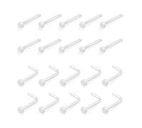 Besyvvin 20pcs Clear Nose Studs 20G Flat Top L Shaped Nose Ring Flexible Plastic Piercing Bioflex Retainers