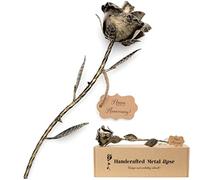 BESZONE Bronze 8 Year - Metal Rose for Her, Everlasting Handcrafted Stained Eternal Artwork for Wife, 8th Wedding Gift