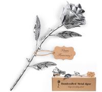 BESZONE Iron Rose Gifts for Her 6th Anniversary Metal Rose Everlasting 6 Year Wedding Anniversary Iron Gifts 11th 11 Year Steel Flower for Wife Husband Him Couples, Handcrafted Love Stained Artwork