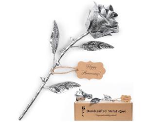 BESZONE Iron Rose Gifts for Her 6th Anniversary Metal Rose Everlasting 6 Year Wedding Anniversary Iron Gifts 11th 11 Year Steel Flower for Wife Husband Him Couples, Handcrafted Love Stained Artwork