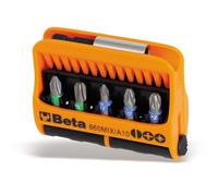 Beta 008600900 860 Mix/A10 10Pc Phillips Pozi & Slotted Bits Magnetic Bit Holder