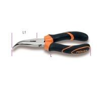 Beta 011680040 200mm Long Bent Needle Knurled Nose Pliers Bi-Material Handles