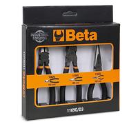Beta 1169G/D3 Assortment of 1 Universal Plier, 1 Long Half Round Nose Pliers and 1 Cutter, with 2 Layers of Non-Slip PVC with Industrial Finish