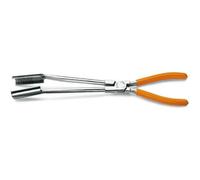 Beta 1474L Spark-Plug Pliers, Curved Long Nose, 15°, Chrome-Plated, PVC-Coated Handles