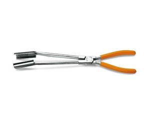 Beta 1474L Spark-Plug Pliers, Curved Long Nose, 15°, Chrome-Plated, PVC-Coated Handles