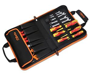 Beta - 2001/BZ24 MQ Folding case with assortment of 24 tools for electricians, double handle for better grip, Velcro band to attach the case to the trolley, 020010154