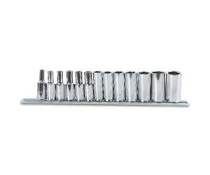 Beta 9000203 Model 900 L/SB13 Set Of Hexagon Sockets, Long Series, Chrome-plated, 1/4 Drive