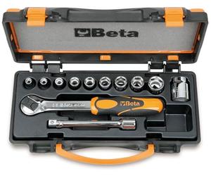 Beta 9100909 Model 910 A/C10 Sockets and 2 Accessories, 3/8 Drive, 10 Pieces