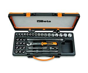 Beta 9100944 Model 910 A/C29 Sockets 12 Socket Drivers and 5 Accessories, 3/8 Drive, 17 Pieces