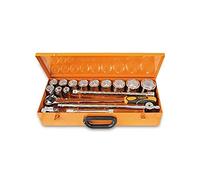 Beta 9280955 Model 928 A/C12 Hexagon Hand Sockets and 5 Accessories In Sheet Metal Case, 22-55mm, 3/4 Drive, 12 Pieces
