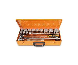 Beta 9280955 Model 928 A/C12 Hexagon Hand Sockets and 5 Accessories In Sheet Metal Case, 22-55mm, 3/4 Drive, 12 Pieces
