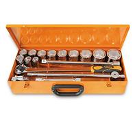 Beta 9280957 Model 928 B/C12 Bi-hex Hand Sockets and 4 Accessories In Sheet Metal Case, 22-55mm, 3/4 Drive, 12 Pieces