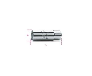 Beta 9560008 Model 956 C14 1/2" Square Drive Spark Plug Socket, Chrome-Plated, Hexagon End, 14 mm Size