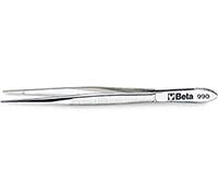 Beta 9900001 Model 990 130 Straight Thin Knurled Point Spring Tweezer, Made from Stainless Steel, Bright Finish, 130 mm Size