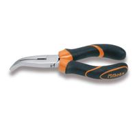 Beta Extra-Long Bent Flat Knurled Nose Pliers Bi-Material Handles 160mm Length -