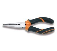 Beta Extra-Long Flat Knurled Nose Pliers Chrome-Plated Bi-Material Handles 160mm