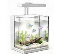 Beta Fish Tank, 2 Gallon Betta Fish Aquariums with Filter, Light & Pump for Beginners, Fish Tanks for Kids & Starter, White