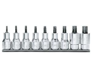 Beta Male Torx Socket Set 1/2in. Drive on Rail, T20 - T60 - 920TX/SB9