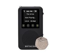 BETACOM Pocket DAB Radio, Ultra Slim Digital Radio with Built-in Speaker, 1.44-inch Colour Display, Rechargeable Battery, Black