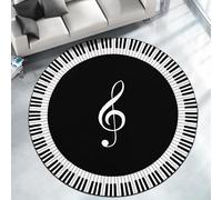 Betadistor Black Round Area Rug Luxury Piano Music Notation Pattern Floor Rugs Machine Washable Carpet Floor Mat Non Slip Soft Circle Carpet Rug for Living Room 406-01120
