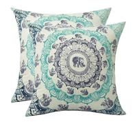 Betadistor Comfortable Mandala Elephant Throw Pillow Covers (Set of 2) | Bohemian Decorative Cushion Covers | 45x45 cm | Home Living Room Sofa Bed Decor 501-0008