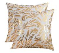 Betadistor Cushion Cover Hot stamping Gold Leaves Printing Pillow Case Cover Cushion Covers for Sofa Car Home Decor 45x45cm Set of 2 for Sofa Living Room Bedroom, Gold Leaves, 523-0511
