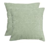 Betadistor Cushion Covers 45cm x 45cm for Bed, Cute Lovely Large Sofa Cushions Cover, Corduroy Cushion Covers Green Home Decoration, Set of 2, 18 x 18 Inch, Light Green, 517-0357